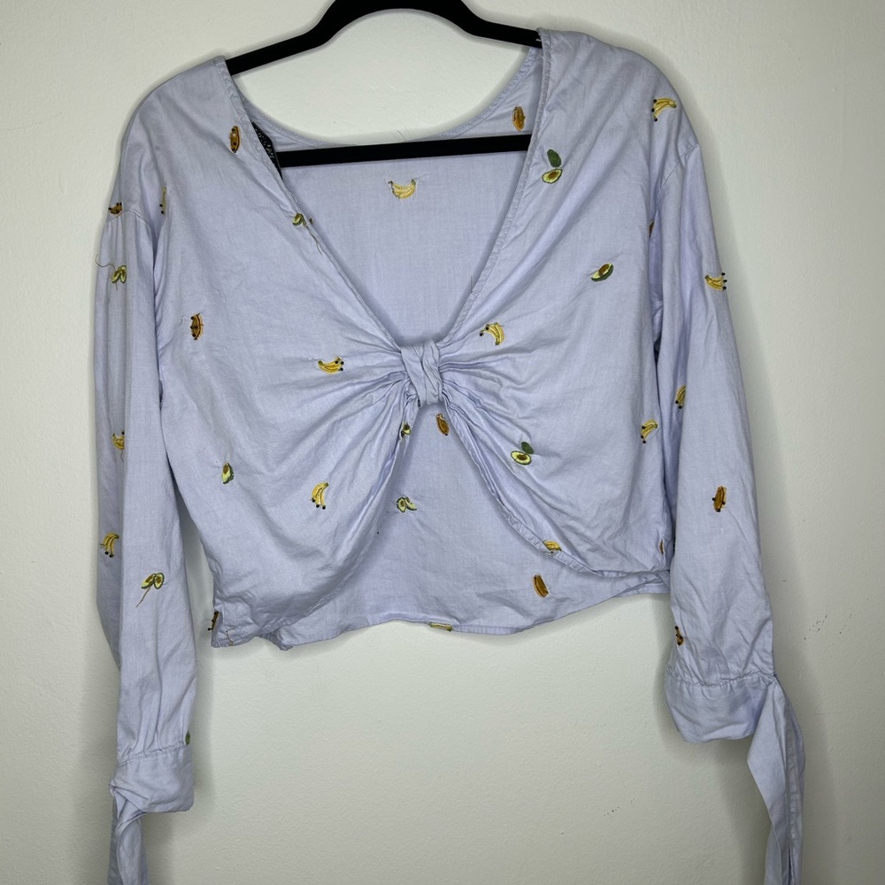 Zara Basic Collection Cotton Embroidered Banana A… - image 8